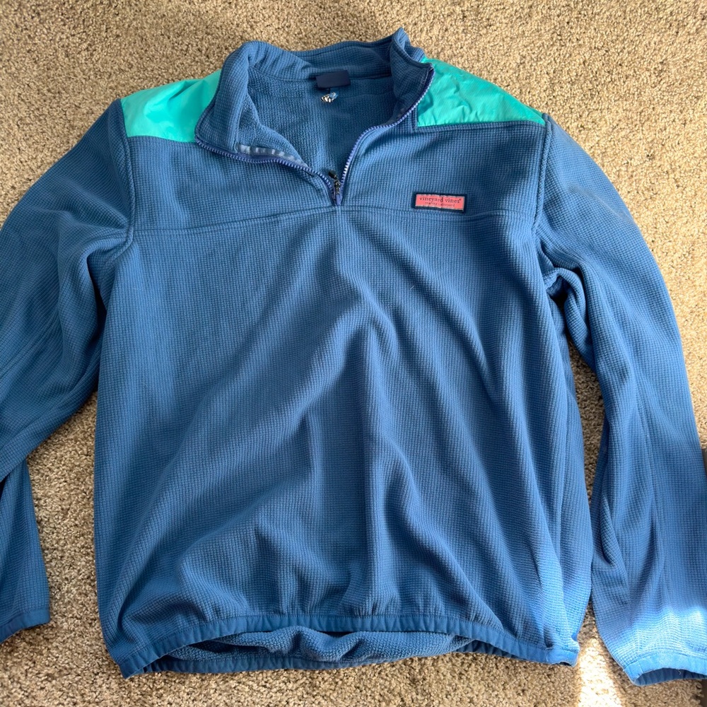 Vineyard Vines Blue and Teal Men’s Fleece Jacket Size L